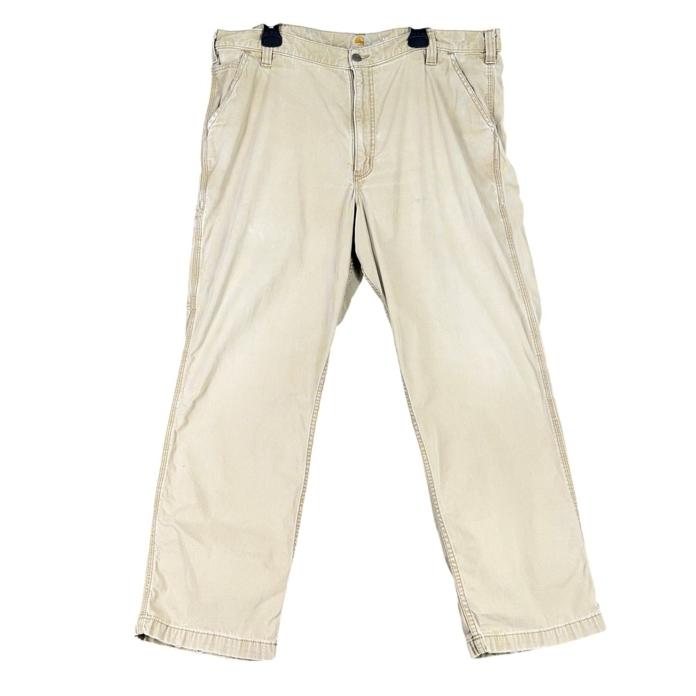 Carhartt Pants Mens Relaxed Fit Canvas Work Tan 42x32 Carpenter‎ Utility Durable